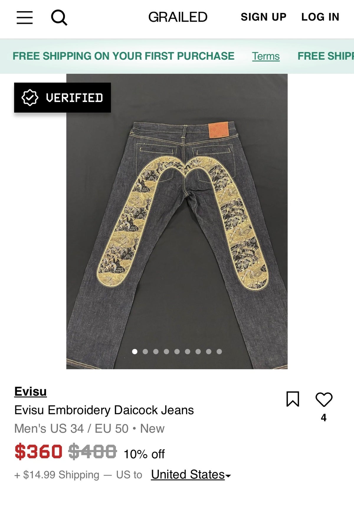 Deadstock Evisu Embroidered Daicock Jeans