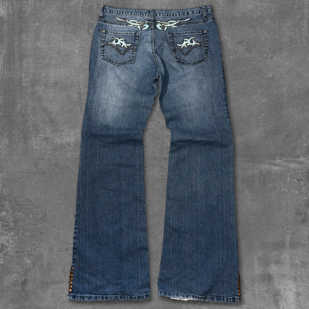 Y2k Tribal Flared Wmns Jeans