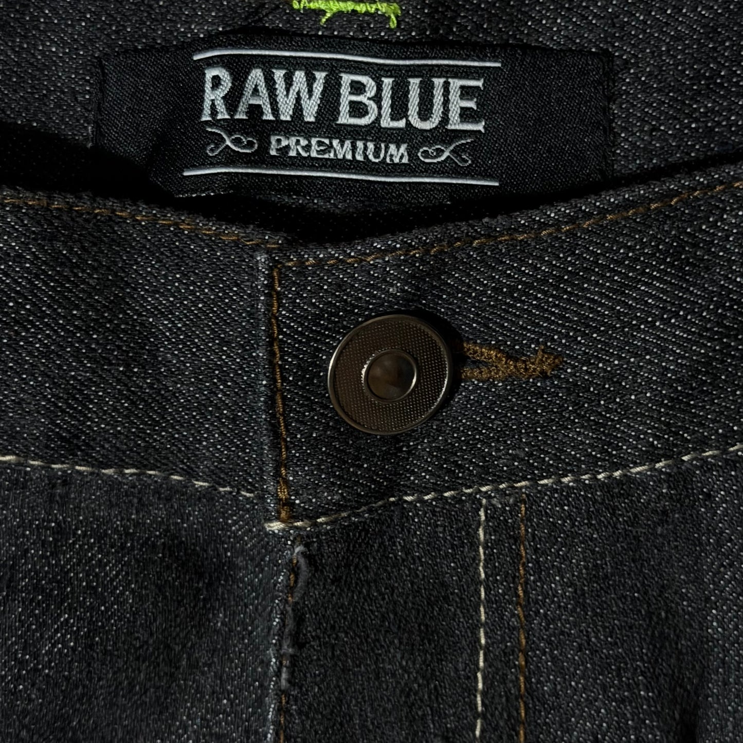 Y2k Raw Blue Ganja Baggy Jeans