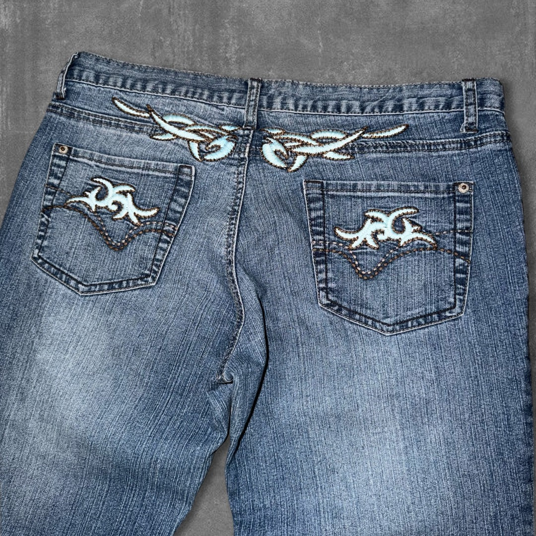 Y2k Tribal Flared Wmns Jeans