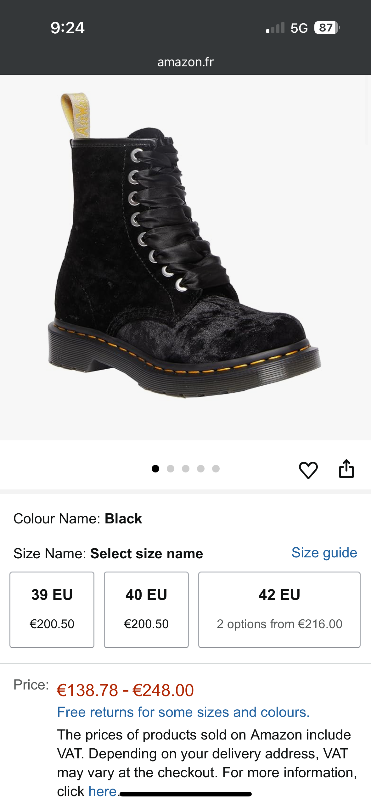 AirWair Dr. Martens Velvet Black Mesh Boots [NEW]