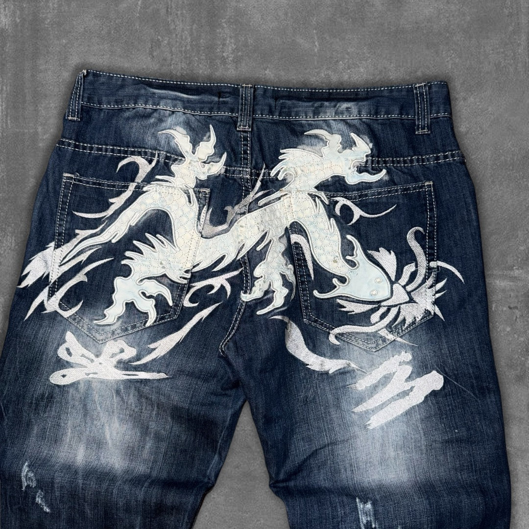 Y2k Kosmo Lupo Japanese Dragon Jeans