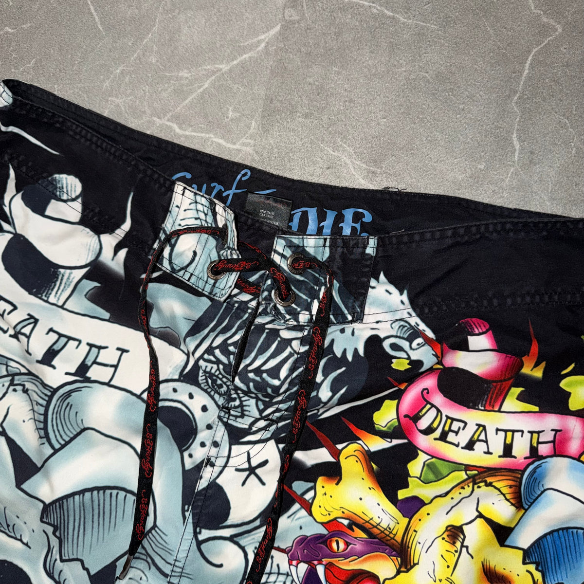 Y2k Ed Hardy Surf or Die BoardShorts
