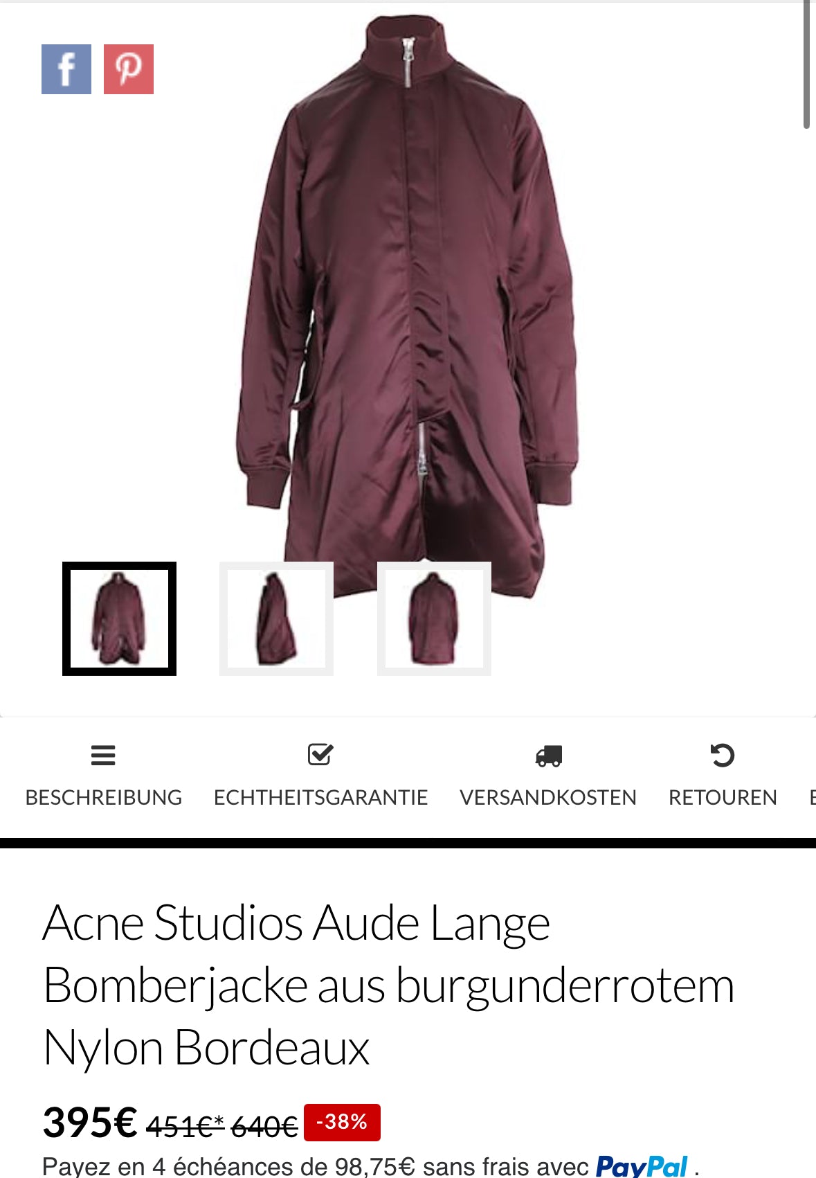 Acne Studios Aude Long Bomber Jacket