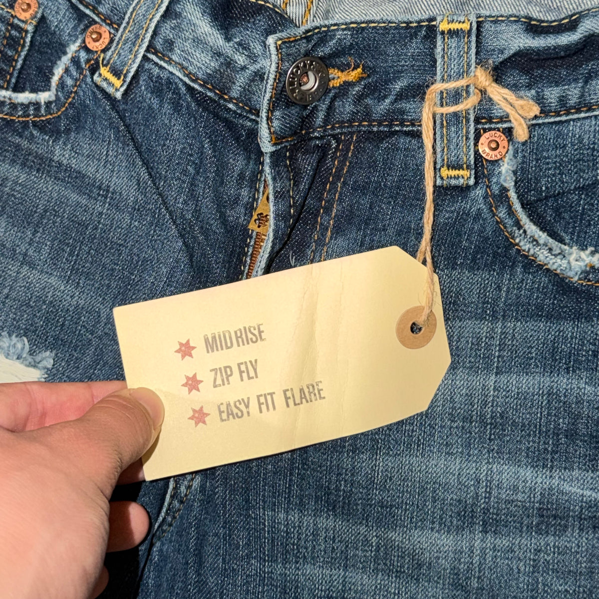 Y2k Lucky Brand “Lucky You” Flared Distressed Jeans