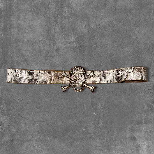 Y2k Skull Leather Belt 100cm