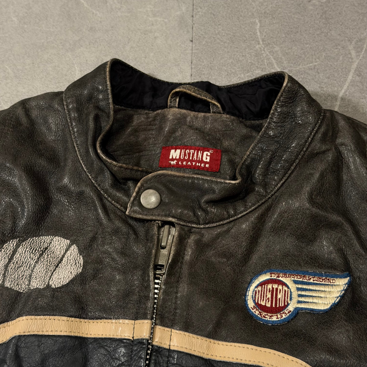 Vintage Mustang Leather Biker Jacket