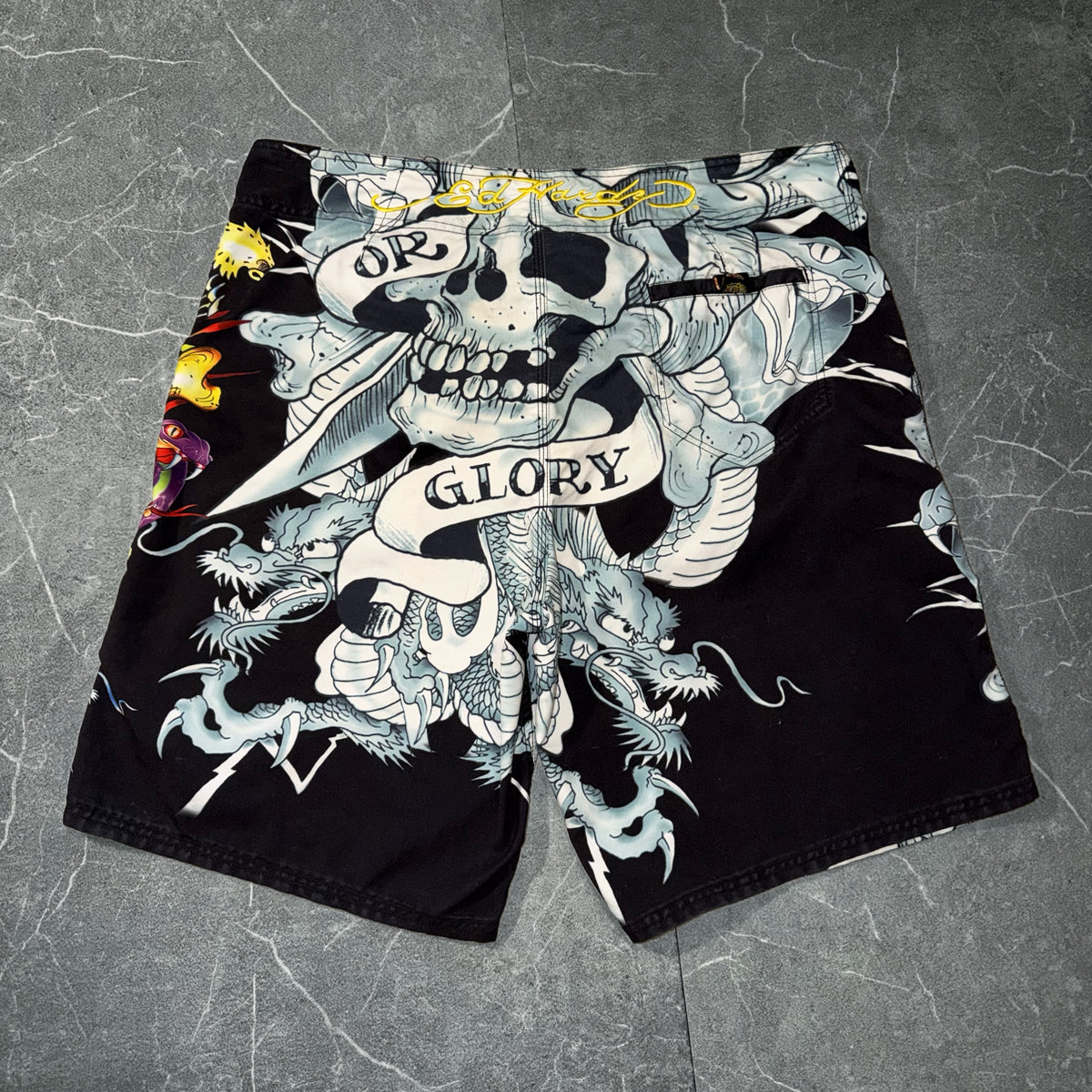Y2k Ed Hardy Surf or Die BoardShorts