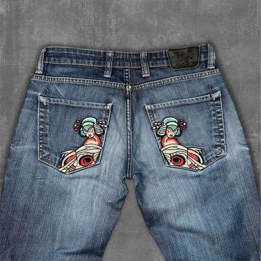 Vintage Ed Hardy Geisha Embroidered wmns Jeans