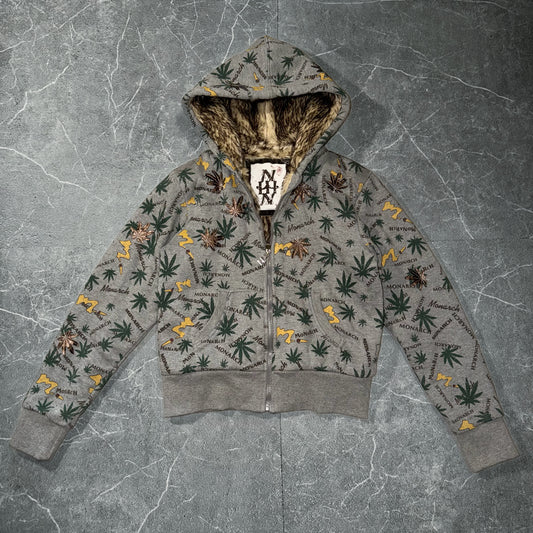 Y2k Monarch Ganja Print🌿 Wmns Hooded Jacket