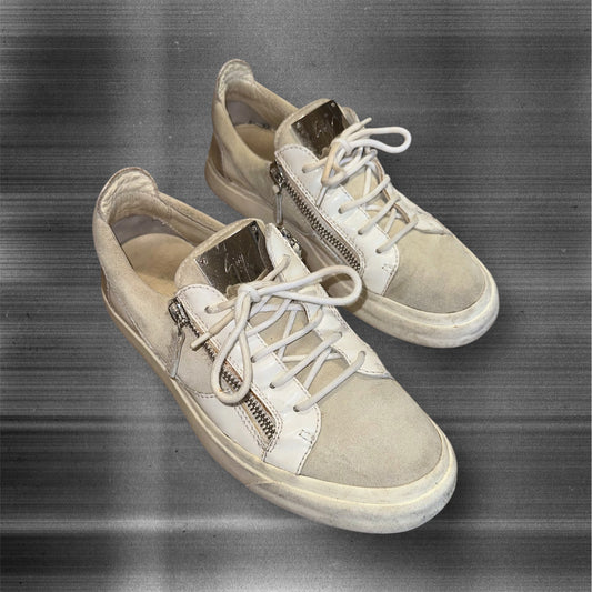 Giuseppe Zanotti Lace-Up Zipper Low Top Leather Suede