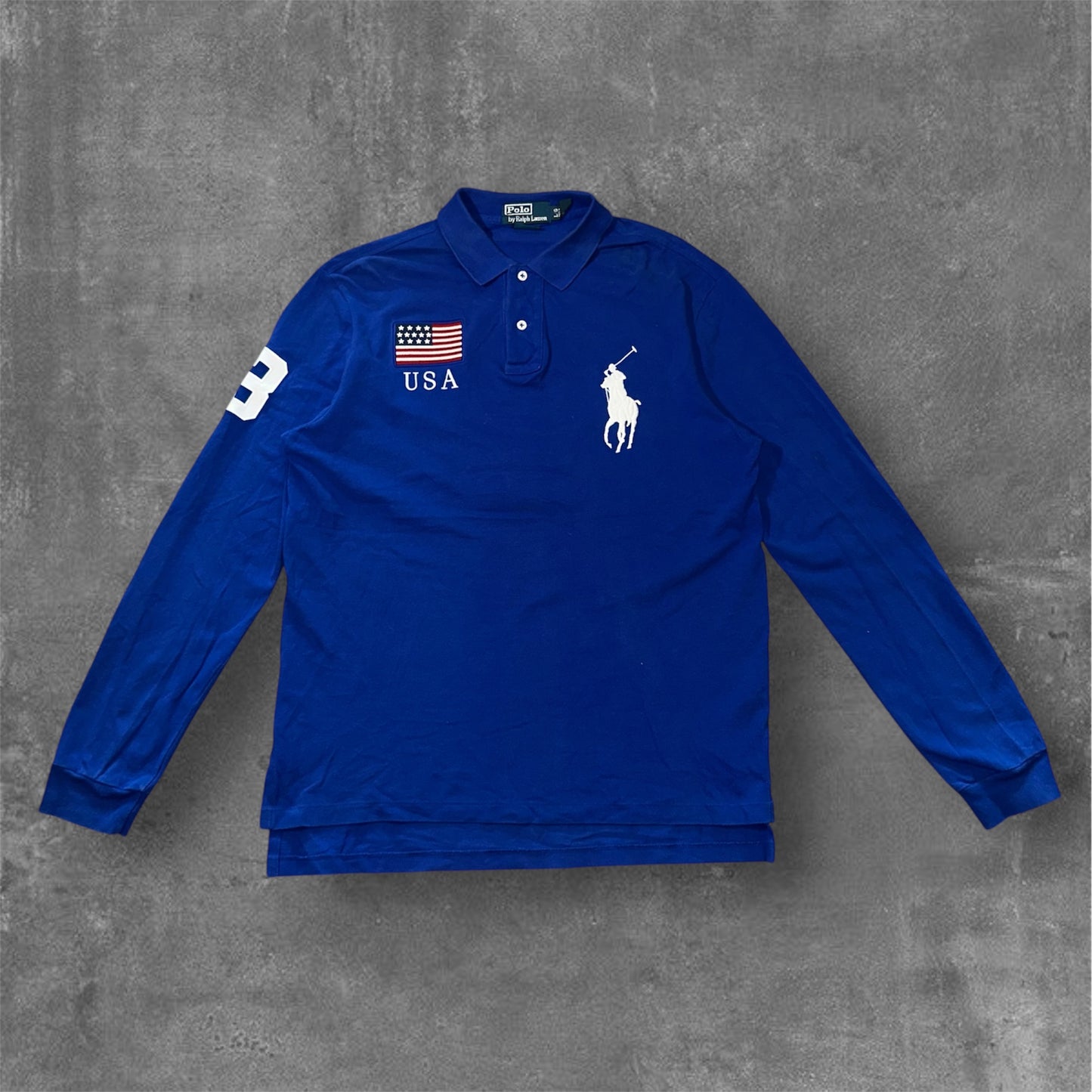 Ralph Lauren Blue USA Flag Polo Long Sleeve