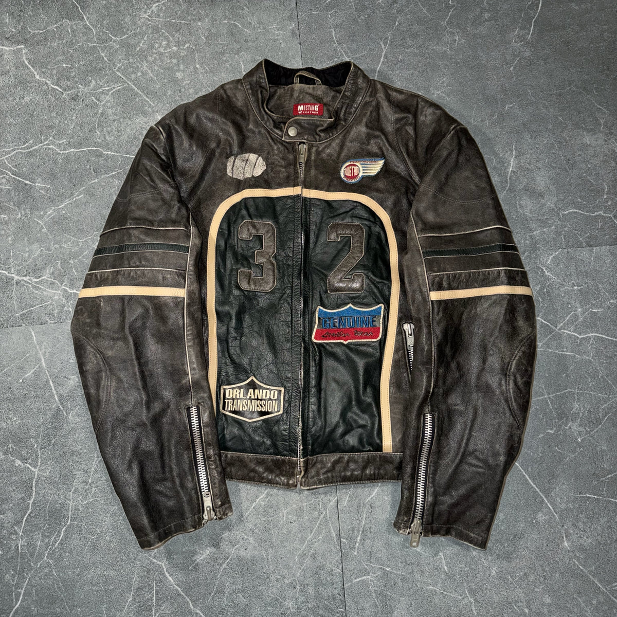 Vintage Mustang Leather Biker Jacket
