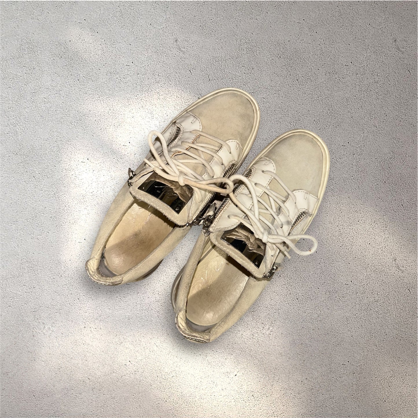 Giuseppe Zanotti Lace-Up Zipper Low Top Leather Suede