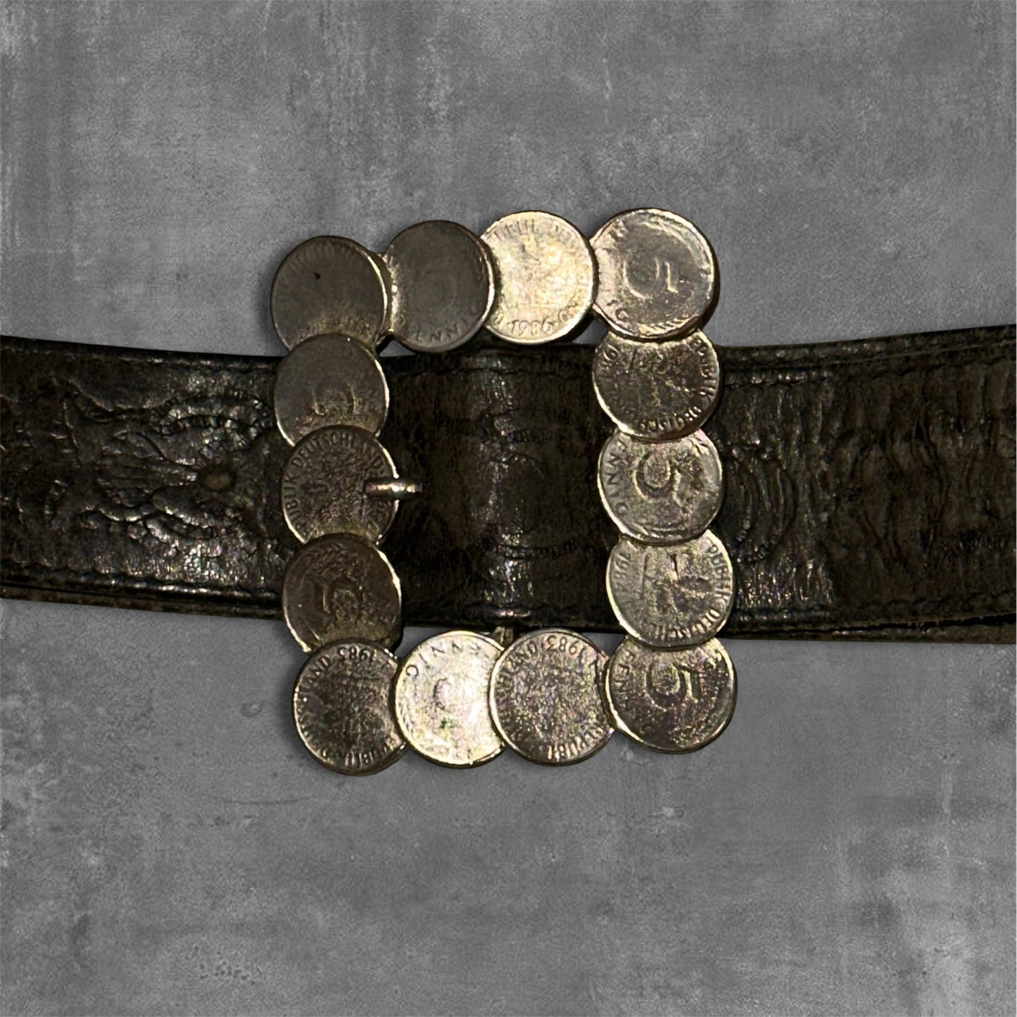 Vintage Custom 5 pfennig Leather Belt 100
