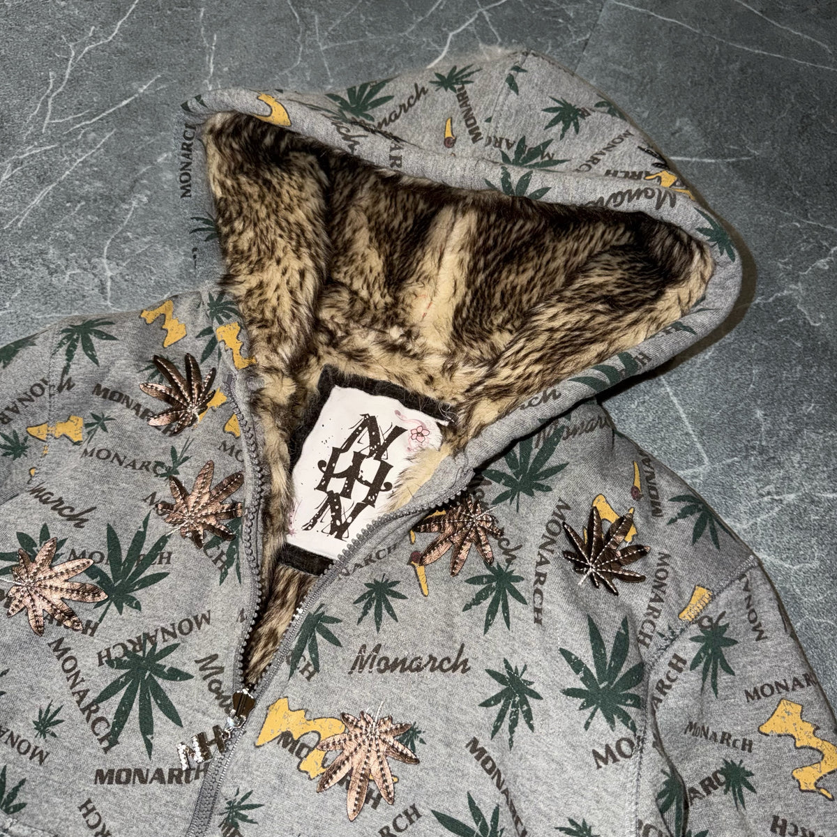 Y2k Monarch Ganja Print🌿 Wmns Hooded Jacket