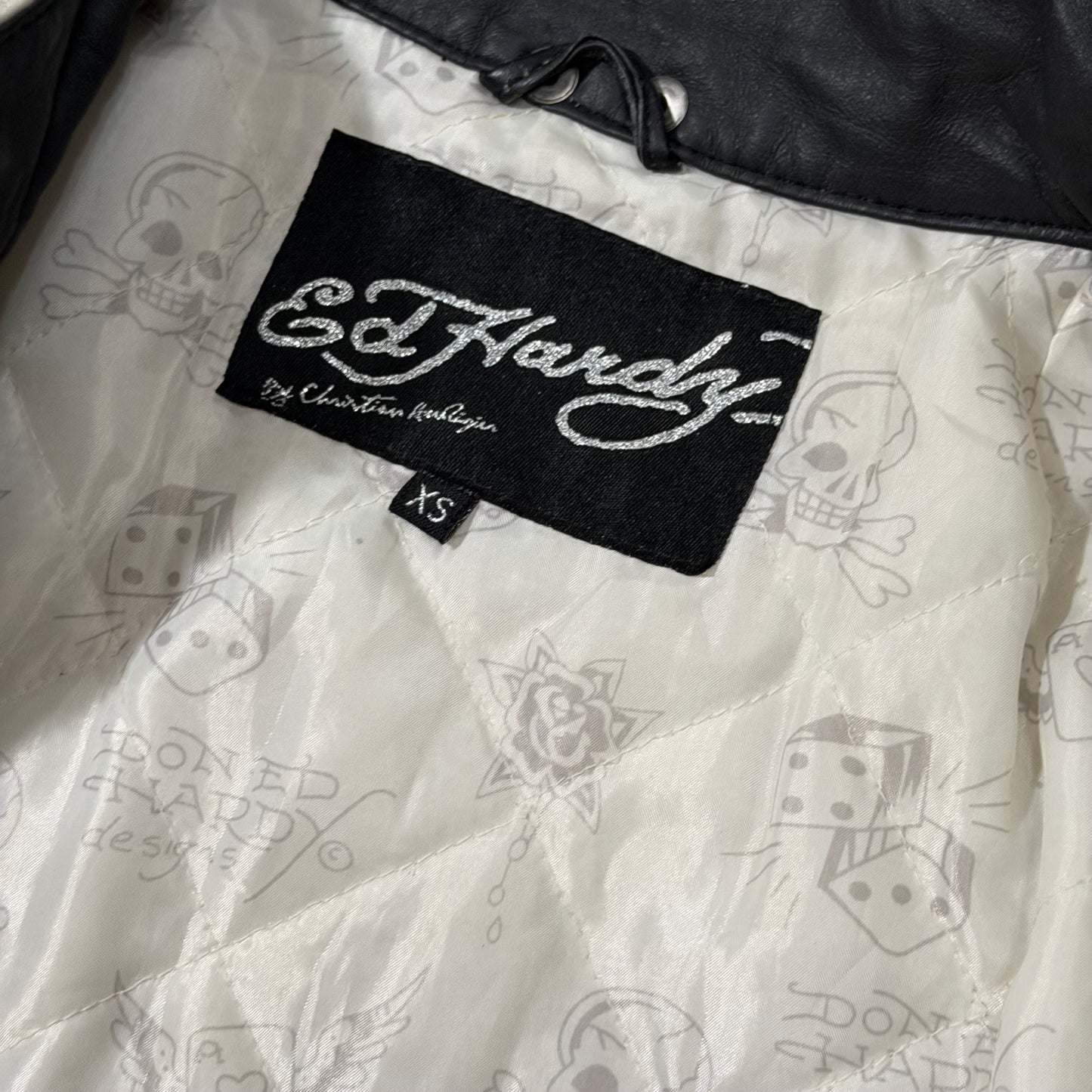 Y2k Ed Hardy Wmns Leather Jacket