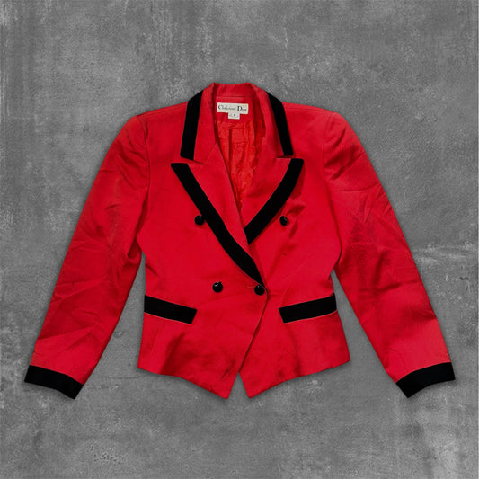 1990 Christian Dior Jacket Red Crepe Tailored