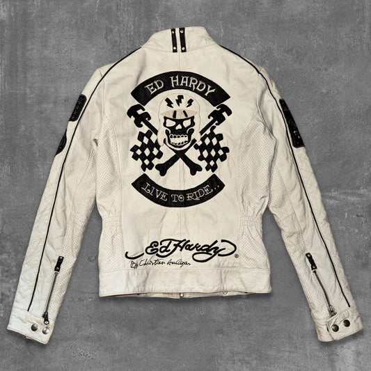 Y2k Ed Hardy Wmns Leather Jacket