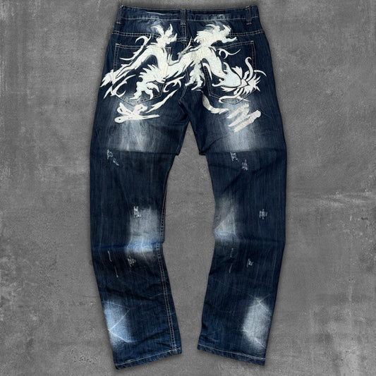 Y2k Kosmo Lupo Japanese Dragon Jeans