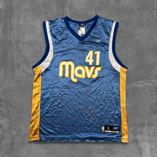 Vintage Reebok Dallas Maverick #41 Dirk Nowitzki NBA Jersey