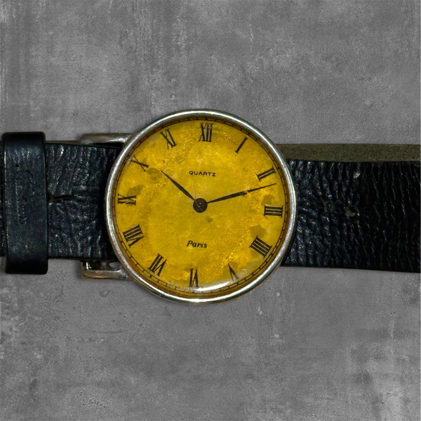 Vintage Quartz Paris Leather Belt 85cm