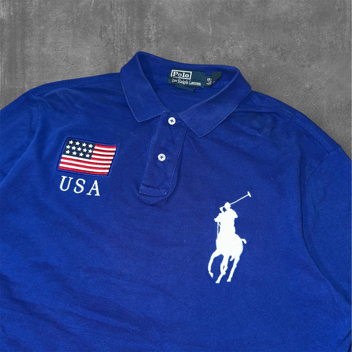 Ralph Lauren Blue USA Flag Polo Long Sleeve