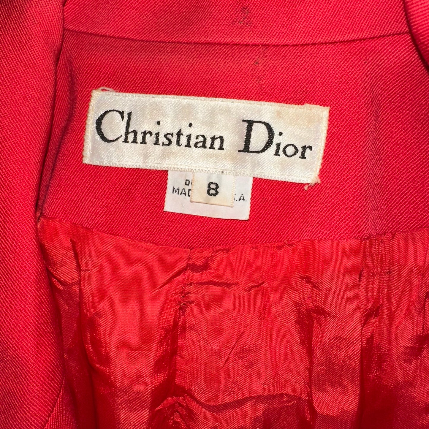 1990 Christian Dior Jacket Red Crepe Tailored