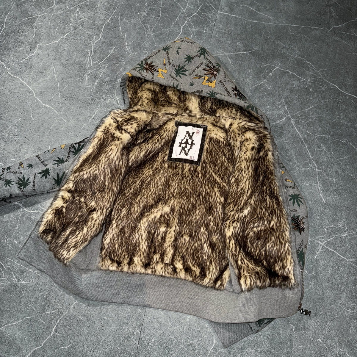 Y2k Monarch Ganja Print🌿 Wmns Hooded Jacket