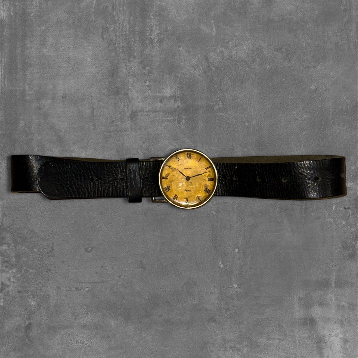 Vintage Quartz Paris Leather Belt 85cm