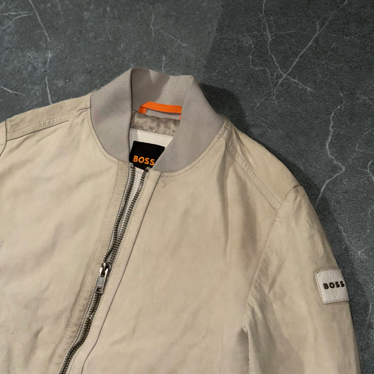 BOSS Suede Leather Bomber Jacket