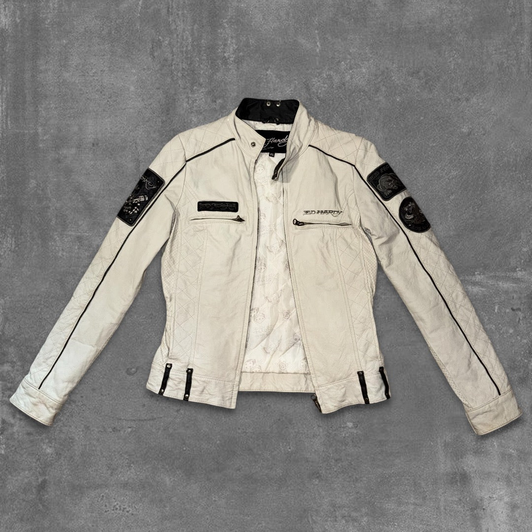 Y2k Ed Hardy Wmns Leather Jacket