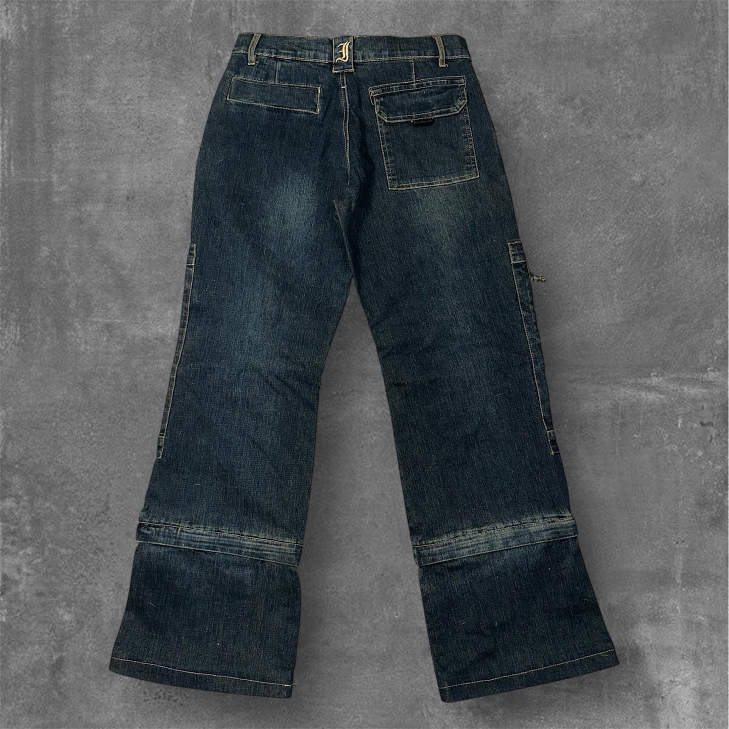 Y2k Authentic Style Flared Heavy Jeans