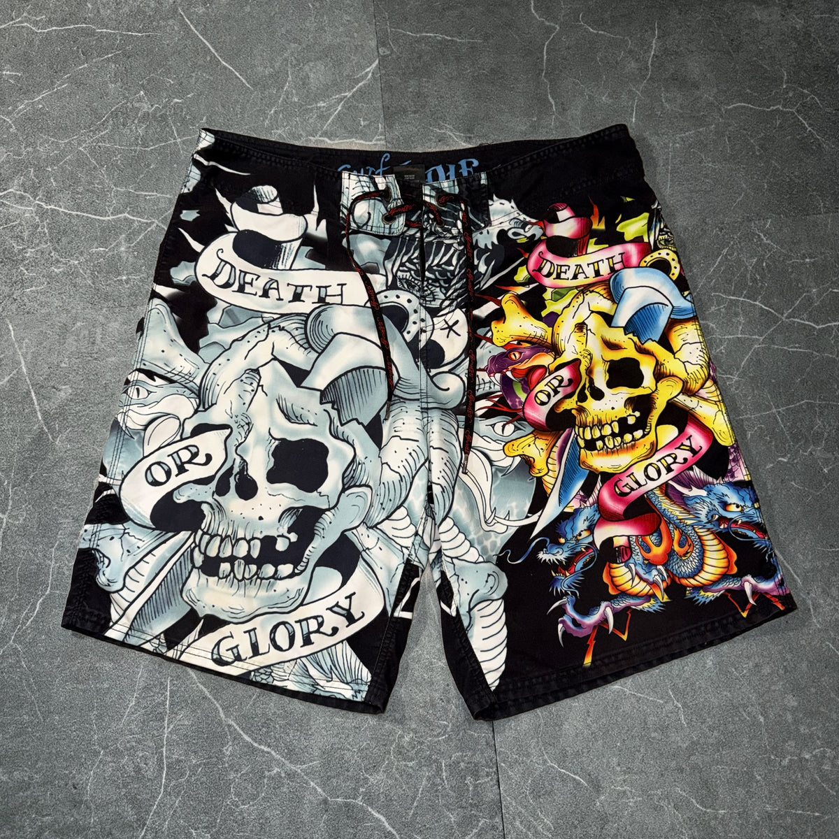 Y2k Ed Hardy Surf or Die BoardShorts