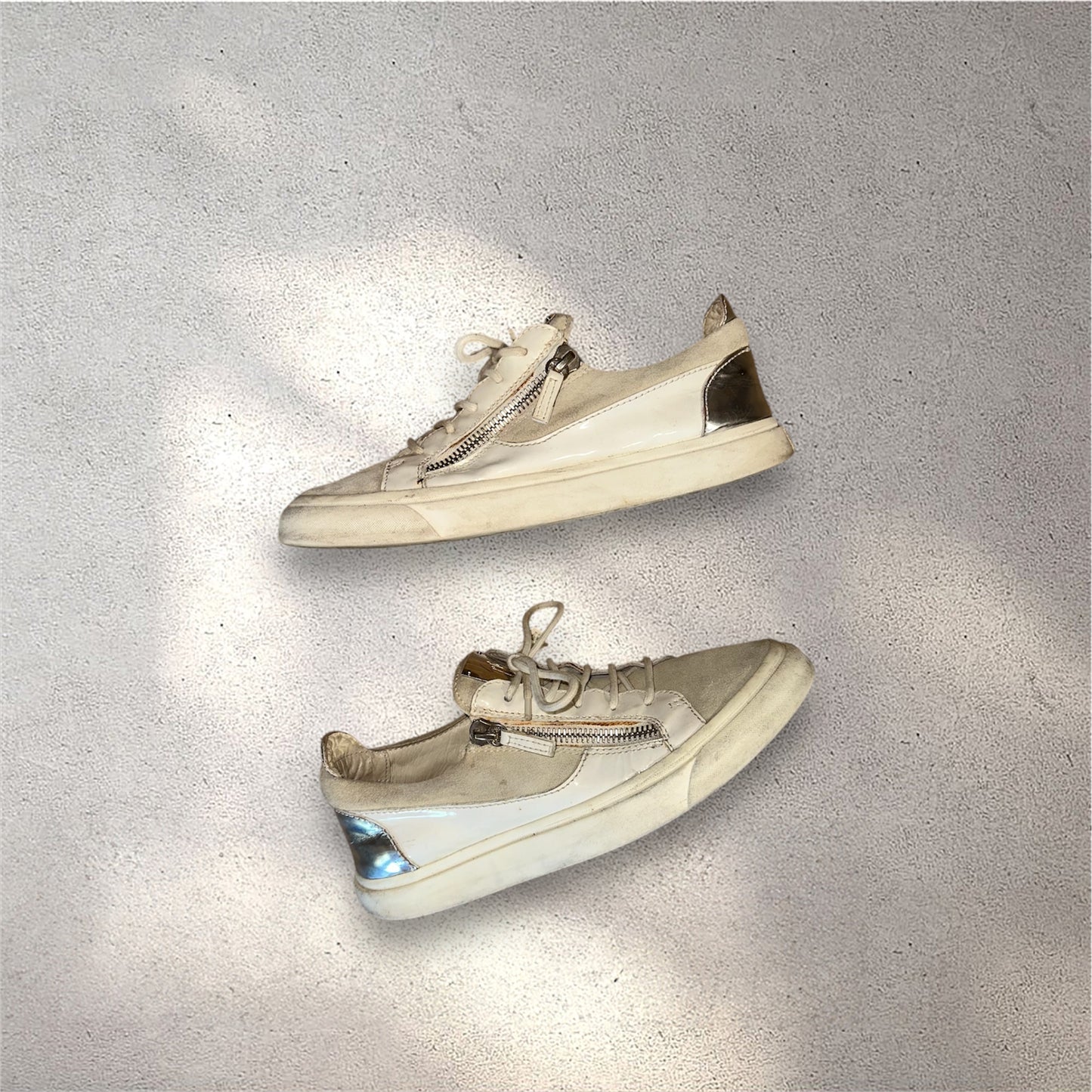 Giuseppe Zanotti Lace-Up Zipper Low Top Leather Suede