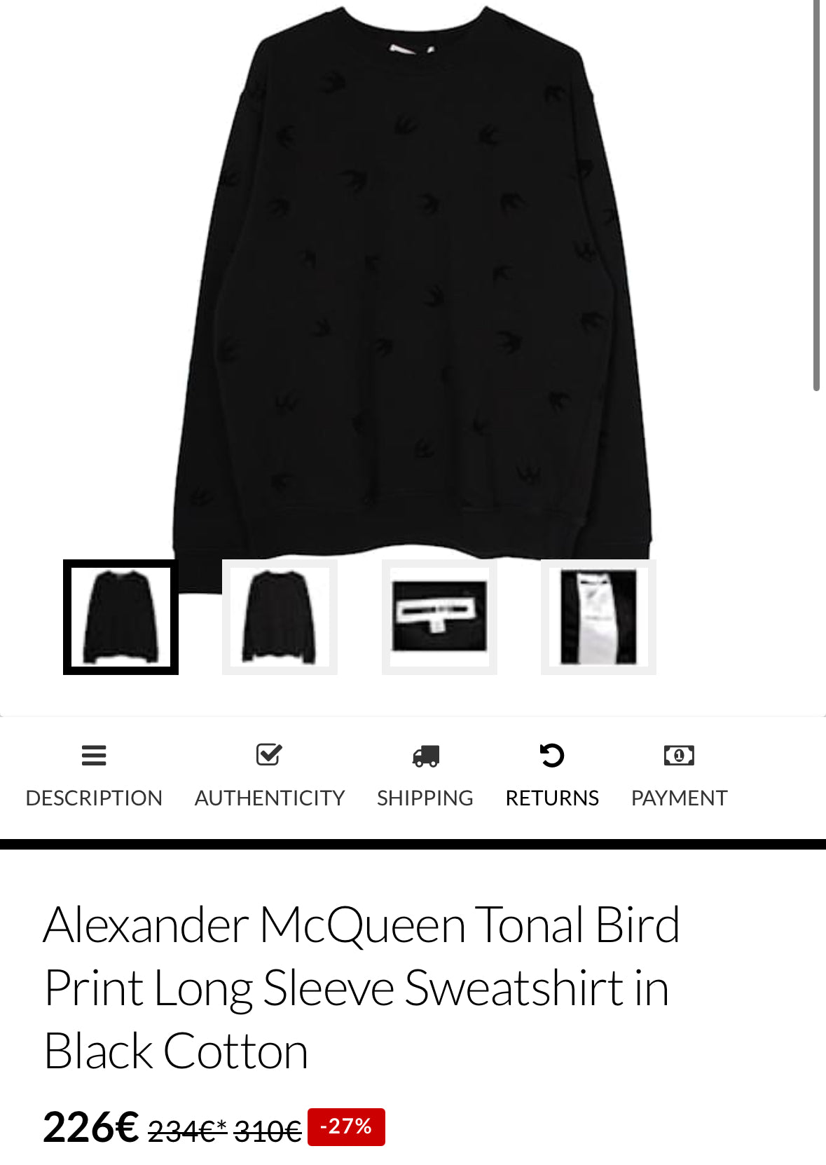 Alexander McQueen Tonal Bird Print Long Sleeve